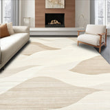 Elegant Beige Geometric Wave Design Area(Beige)