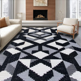 Ultra Soft Area Rug, Non Slip, Stain Resistant, Washable Area Rugs for Living Room, Bedroom, Modern Geometric Living Room Carpet(Black)