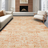 Boho Style Area Rustic Beige Design(Orange)