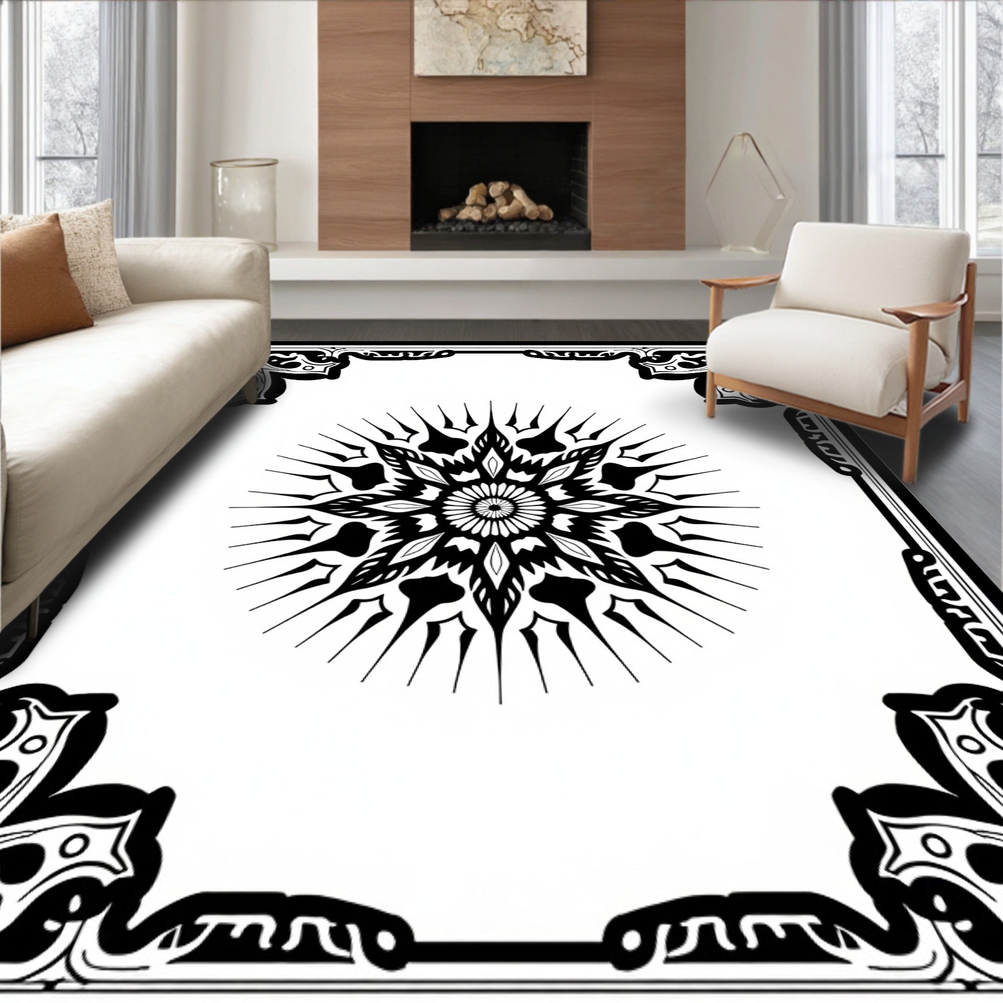 Tile Mosaic with Starburst Central (Black) - ODIKA