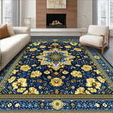 Vintage Inspired Hall Runner with Design(Blue)
