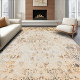 Beige Brown Area Distressed Floral(Beige)