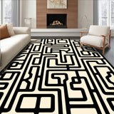 Abstract Monochrome Hexagonal Maze Boho Aesthetic (Ivory)