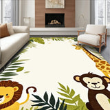 Dreamy Safari Beige Area Featuring Sweet Jungle Creatures(Green)