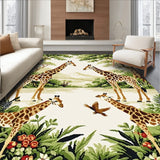 Animal Area Adorned with Majestic Giraffes and Nature Motifs(Beige)