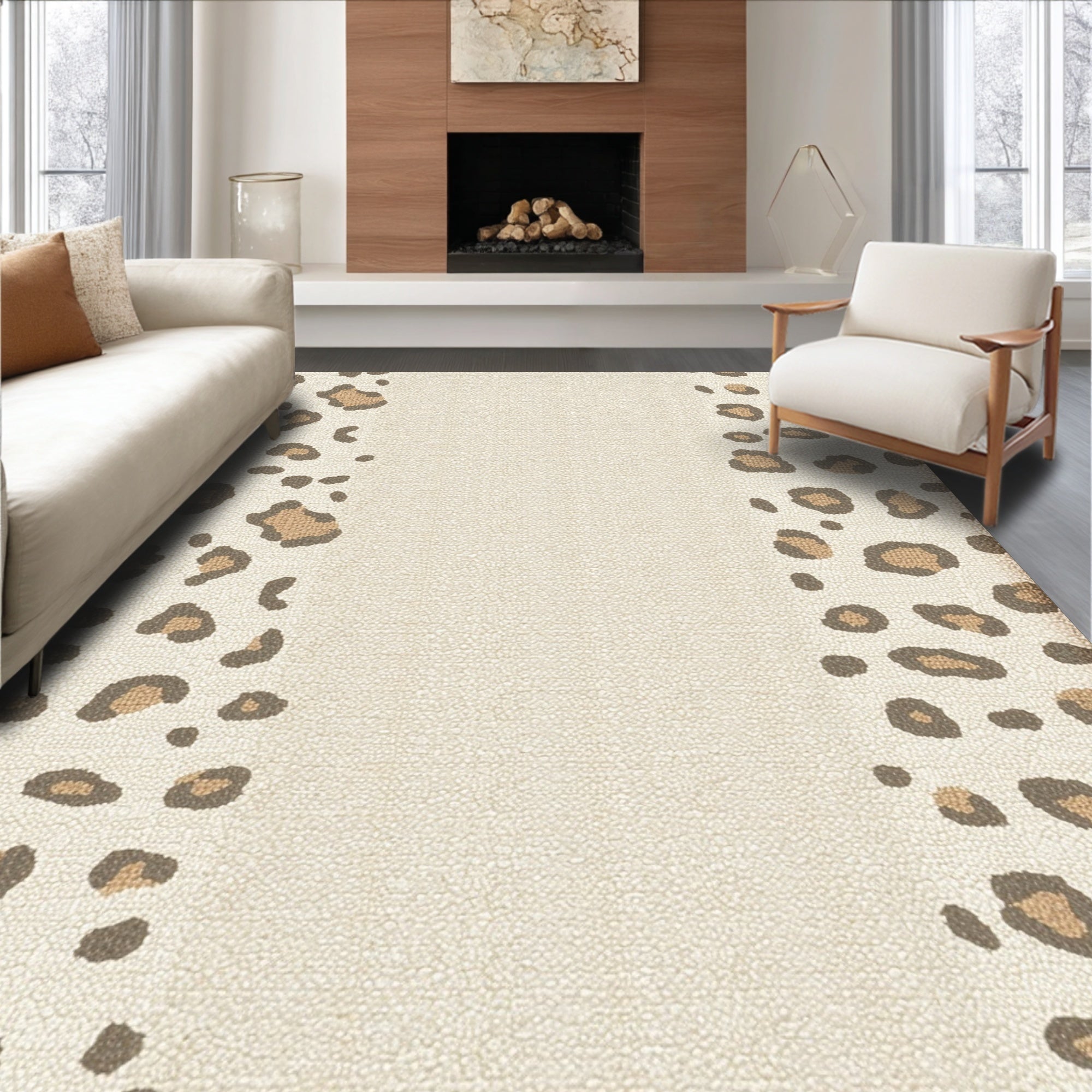 Ultra Soft Area Rug, Non Slip, Stain Resistant, Washable Area Rugs for Living Room, Bedroom, Stylish Off-White Dining Room Area Rug(Beige)