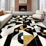 Contemporary Geometric Artistic Black & Gold Flair(Black)