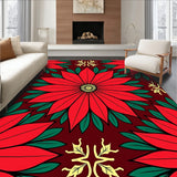 Poinsettia Bloom Tapestry Style Non Skid Floor(Red)