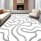 Abstract Brushstroke Waves with Taupe Contrasts (White)
