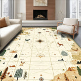 Beige Camper Journey with Vintage Map Elements and Woodland Creature Accents(Beige)