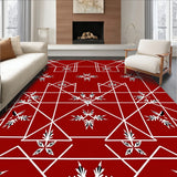 Modern Festive Checkered Grid with Minimalist Holly Leaf and Interlocking Lines(Red)