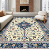 Harmony Embrace Non Slip Beige & Blue Medallion(Beige)