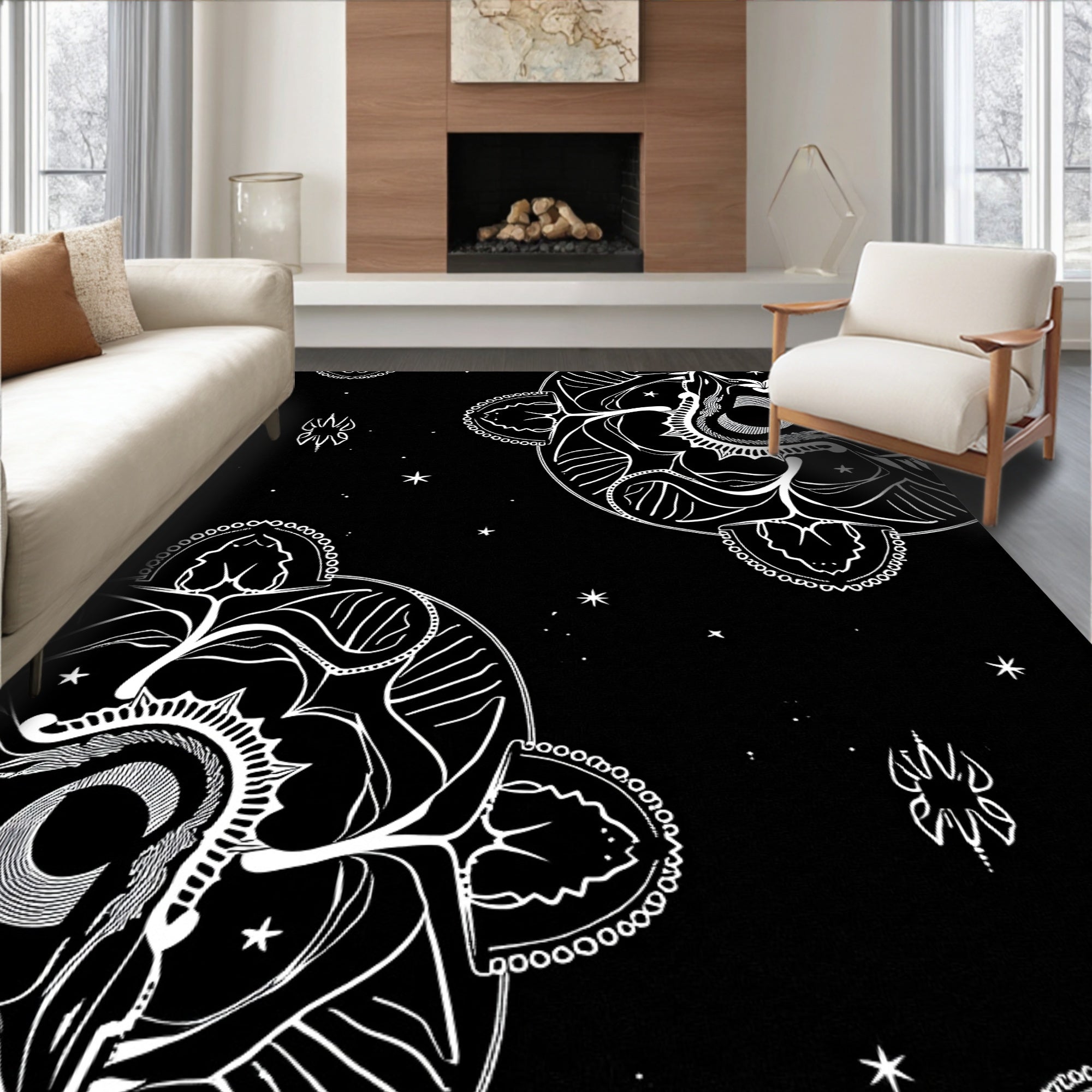 Midnight Constellation Design with Celestial Motifs (Black) - ODIKA