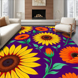 Vintage Sunflower Burst with Autumn Poppy Medallion Floral Design(Purple)