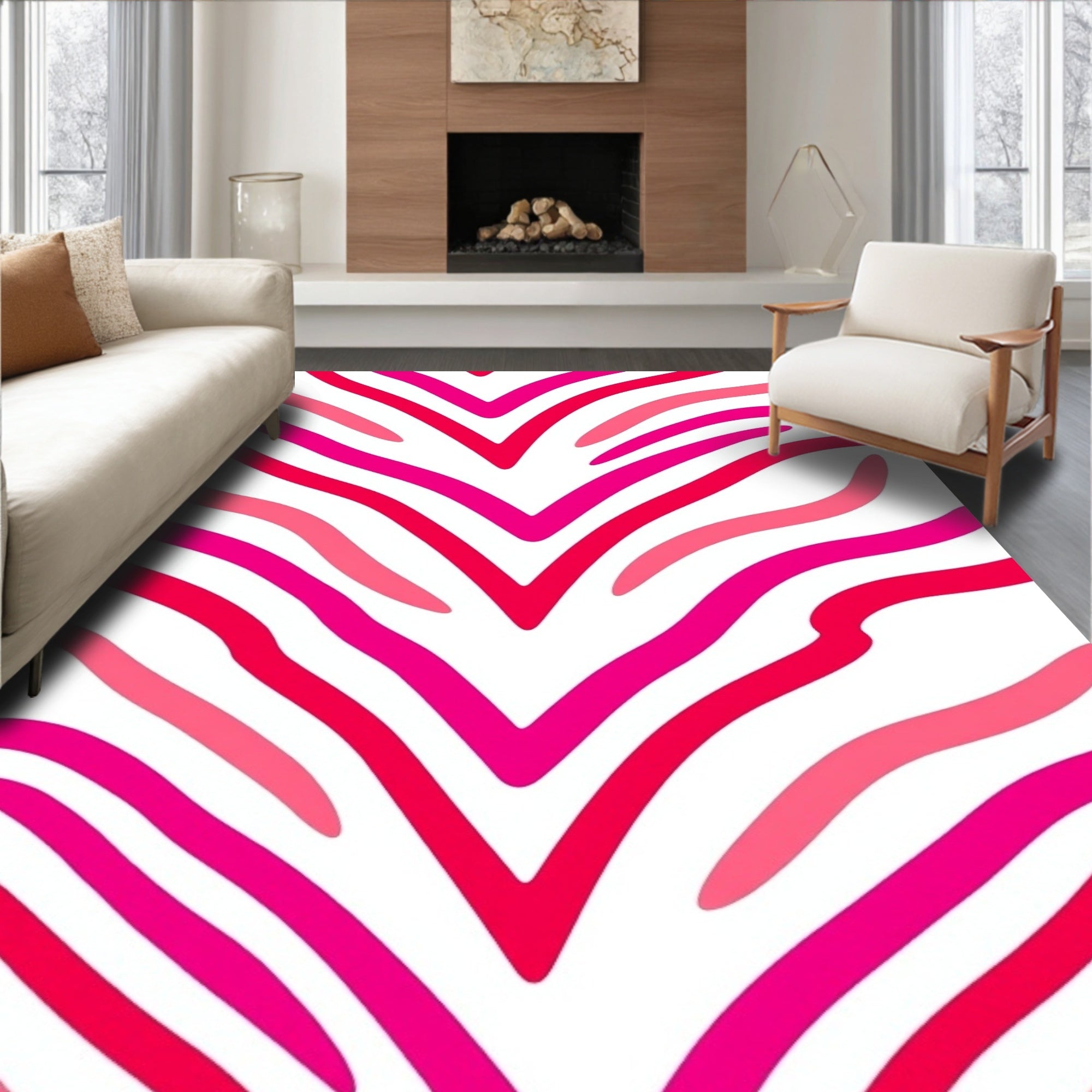 Vibrant Interlocking Chevron with Curves and Playful Flow (Pink) - ODIKA