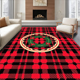 Heritage Tartan with Evergreen Wreath Medallion and Plaid Borders(Red)