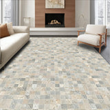 Abstract Mosaic Tile Beige Grey Area Artistic Floor(Beige)