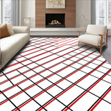 Diagonal Checkerboard Design with Crisp Contrasting Lines(Red)
