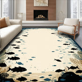 Undersea World Area Beige & Black Design(Beige)