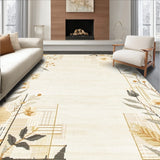 Artisan Weave Entrance Beige Floral Non Slip Boho Design(Beige)