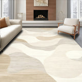 Chic Minimalist Area with Elegant Beige Waves and Swirls(Beige)