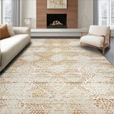 Vintage Style Area Beige Brown Geometric Diamond(Beige)