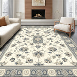 Artistic Beige and Smoke Patterned with Ornate Geometric Floral Motifs(Beige)