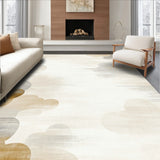 Abstract Cloudscape Area with Ethereal Swirls and Linear Motif Details(Beige)
