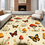 Ultra Soft Area Rug, Non Slip, Stain Resistant, Washable Area Rugs for Living Room, Bedroom, Unique Mushroom Spring Kitchen Decor(Beige)