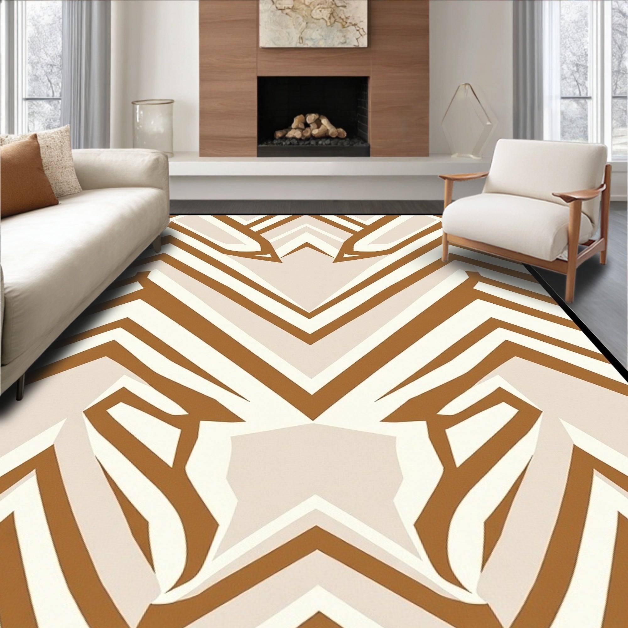 Contemporary with Subtle Tone Variations and Crisp Angles (Brown) - ODIKA