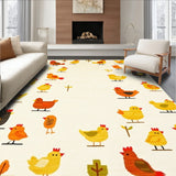Gallinaceous Gatherings Beige Runner Whimsical Chicken Design Art(Beige)