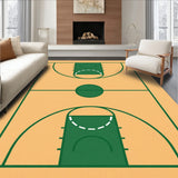 Basketball Court Beige Floor Green Key Green Lines(Beige)