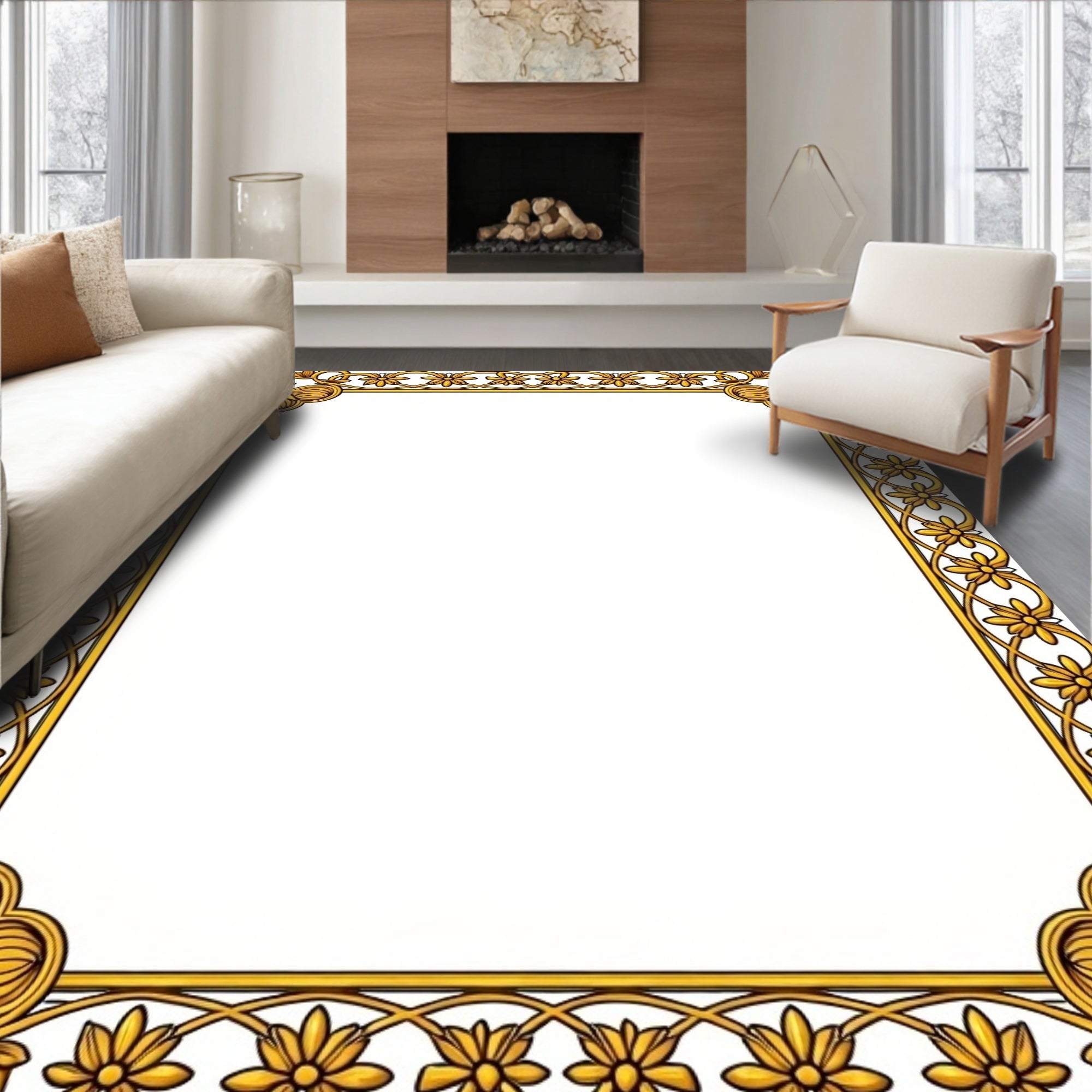 Latticework Motif with Stylized Tulip Ornaments (Gold) - ODIKA