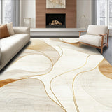 Beige Swirls Indoor Area Throw Faux Wool Entrance Door Mat(Beige)