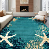 Coastal Serenity Starfish Round Accent Dark Turquoise Mocha Beige(Blue)