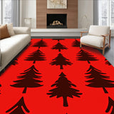 Woodland Tartan Joyful Spruce Seasonal Circular Flooring(Red)