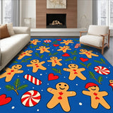 Winter Wonderland Gingerbread Man Mosaic with Peppermint Hearts and Pine Accents(Blue)