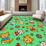 Charming Kitty Parade Motif Artwork With Yarn Accents(Green)