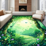 Enchanted Forest Floor Covering Mystical Boho Tree & Fairy(Green)