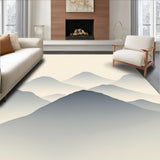 Misty Mountain Landscape Zen Brushwork Ethereal Watercolor Motif(Beige)