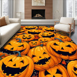 Festive Halloween Doormat Rug with Enchanting Pumpkin Patch Design(Orange)