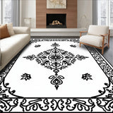 Vintage Medallion Floor Covering with Anti Slip Backing(Black)