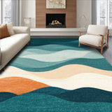 Sunset Waves Peach Teal Gradient Artistic Modern Home Decor(Orange)