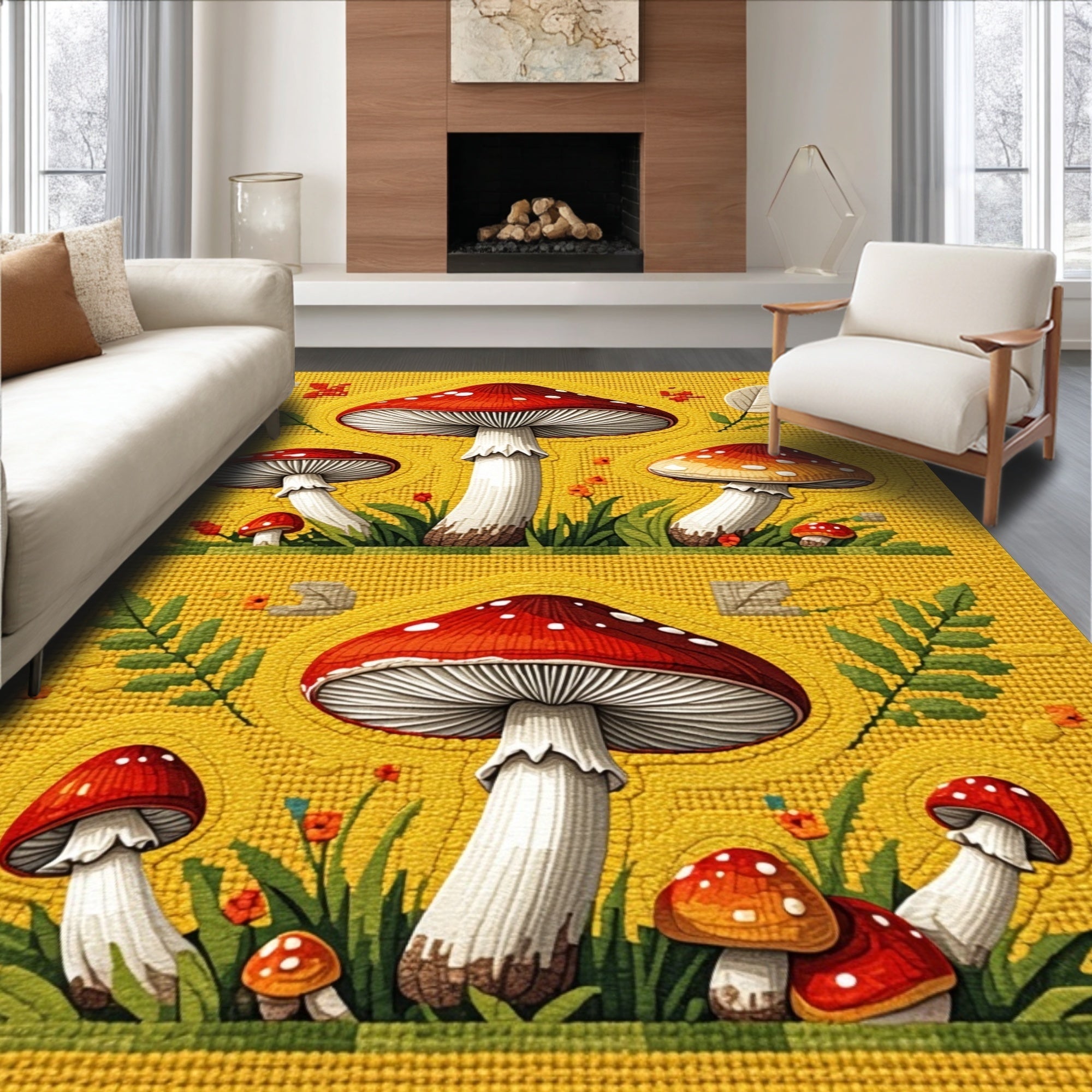 Ultra Soft Area Rug, Non Slip, Stain Resistant, Washable Area Rugs for Living Room, Bedroom, Nature-Inspired Washable Standing Rugs for Home Chefs(Yellow)