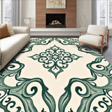 Elegant Boho Weathered Scroll Arabesque Damask(Green)
