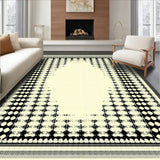 Geometric Border Area Cream and Black Modern Design Neutral Accent(Beige)