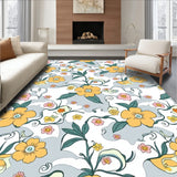 Interlocking Citrus Bloom with Floral Motifs and Curved Vines(Yellow)