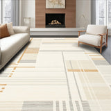 Chic Modern Area – Abstract Geometric Lines in Cream & Beige Tones(Beige)