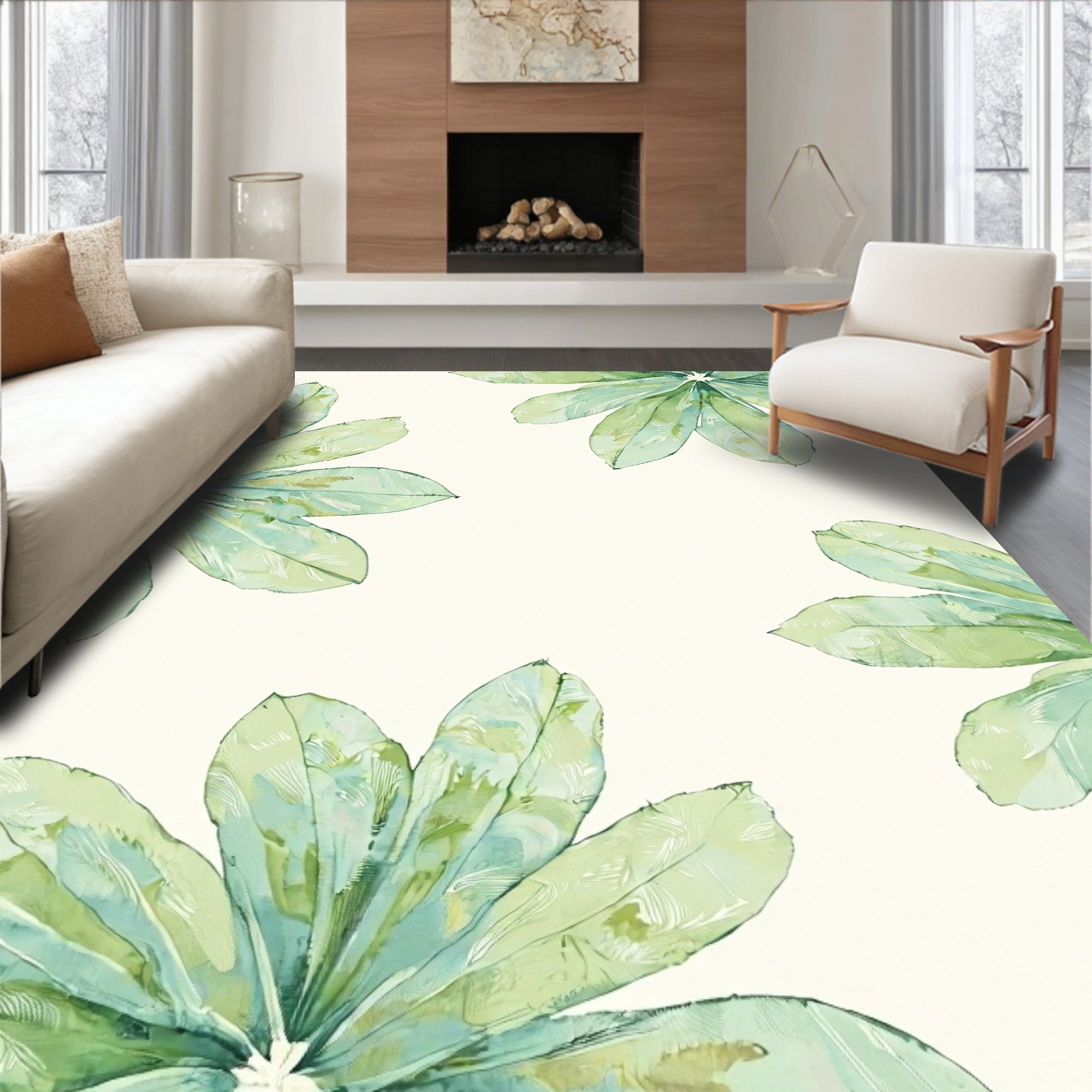 Watercolor Wash Flow Contemporary Art (Green) - ODIKA