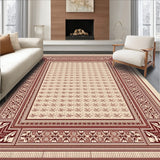 Tile Inspired Doormat with Ornate Border Design(Beige)